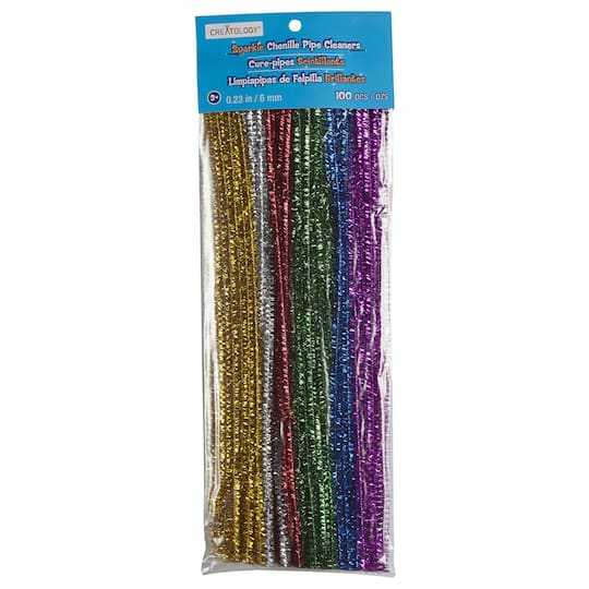 12 Packs: 100 ct. (1,200 total) Glitter Chenille Pipe Cleaners by Creatology&#x2122;
